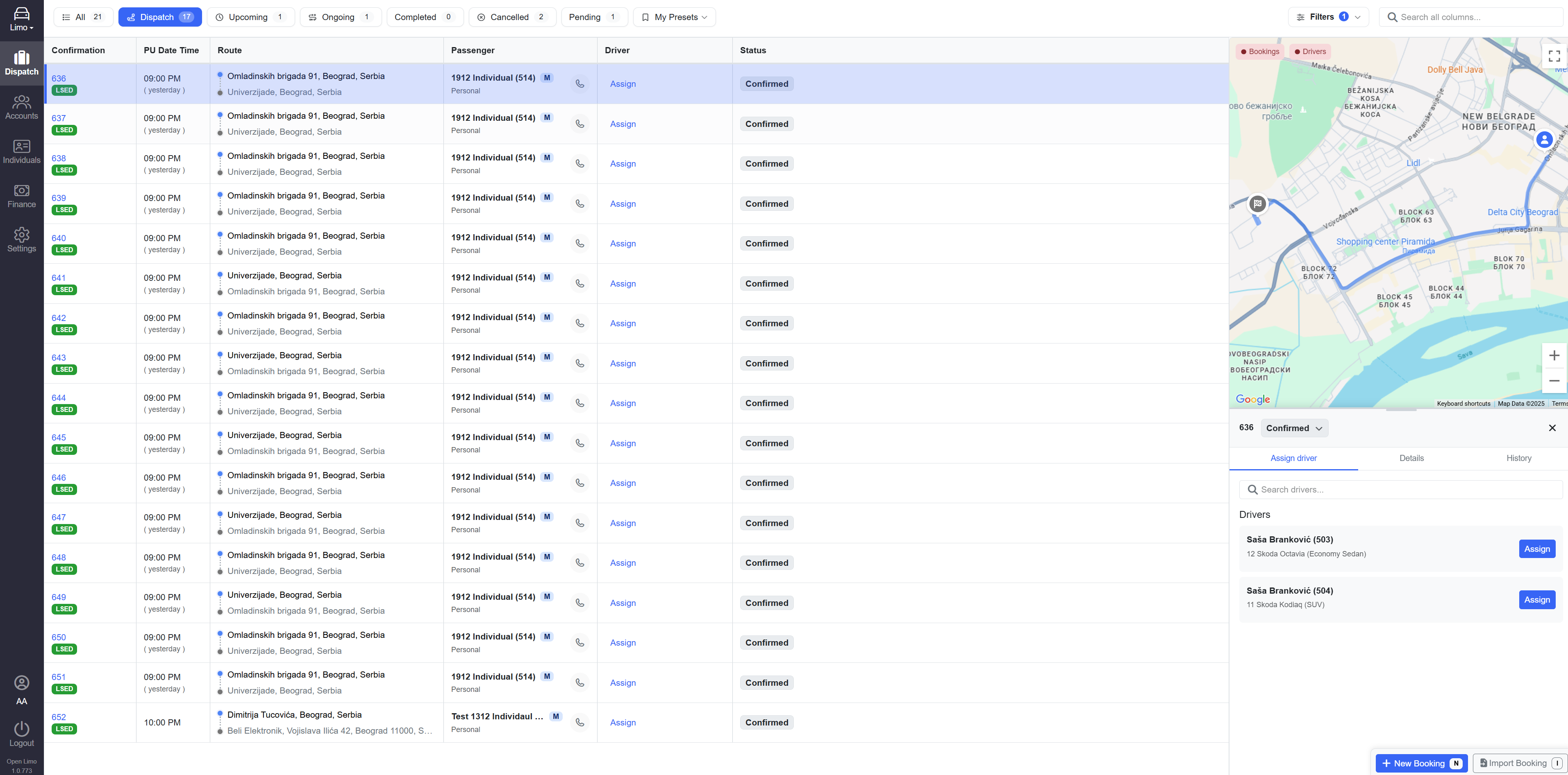 Open Limo Dispatch Dashboard